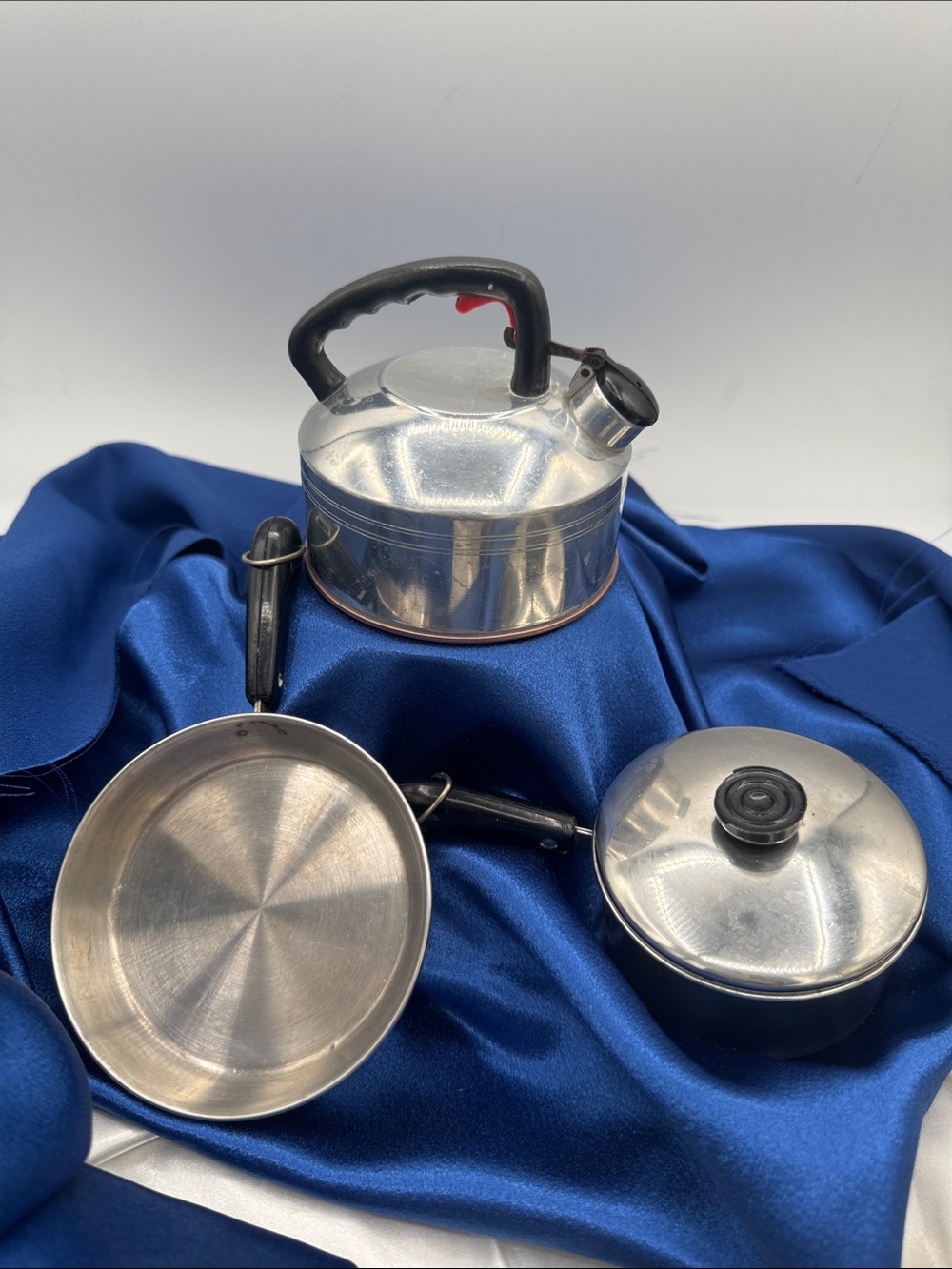 Copper bottom children’s stainless Steel Saucepan Set with Black Handles